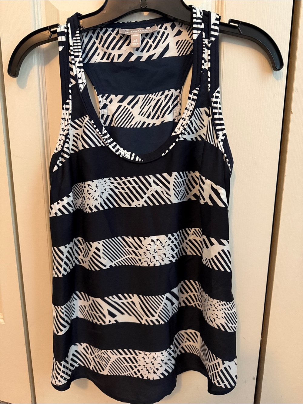 Banana Republic Navy and White Striped Racerback Tank